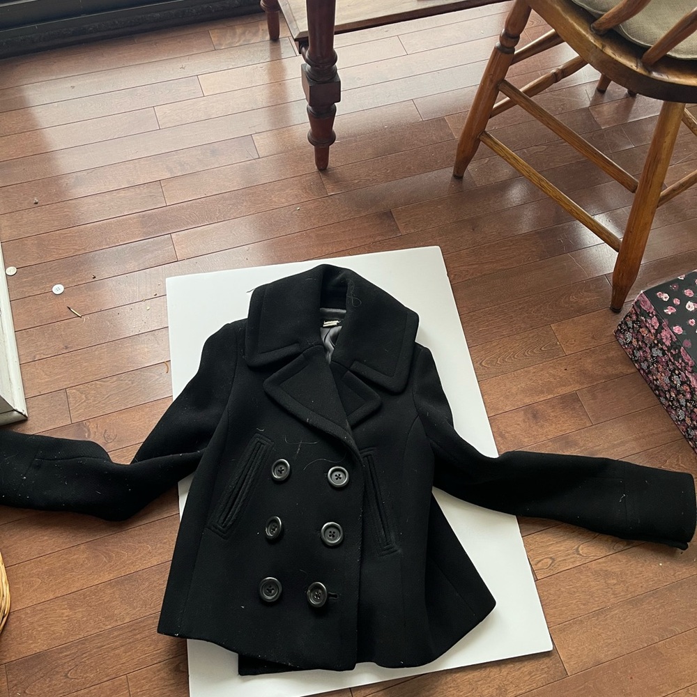 JCrew cropped black Peacoat